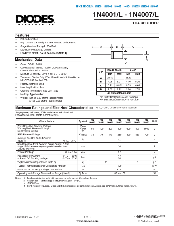 1N4005L Diodes Incorporated