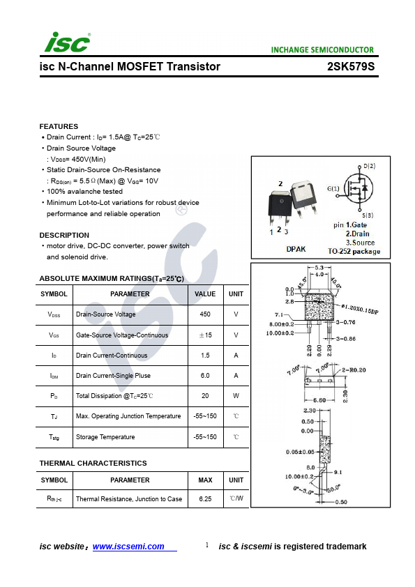 2SK579S Inchange Semiconductor