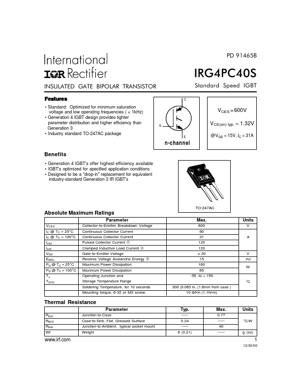 IRG4PC40S IRF