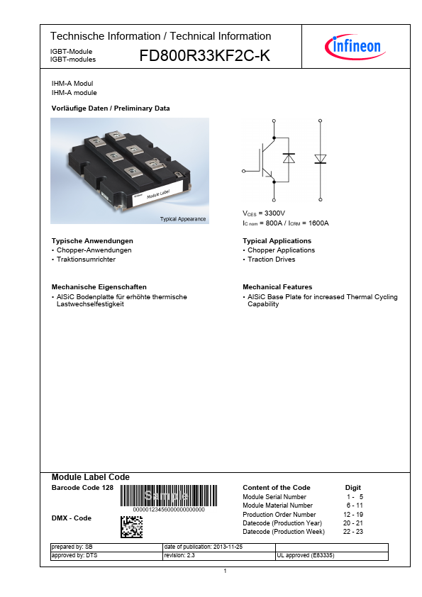 FD800R33KF2C-K Infineon