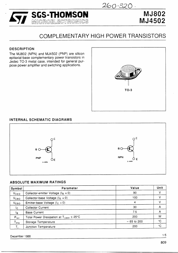 MJ4502 ST Microelectronics