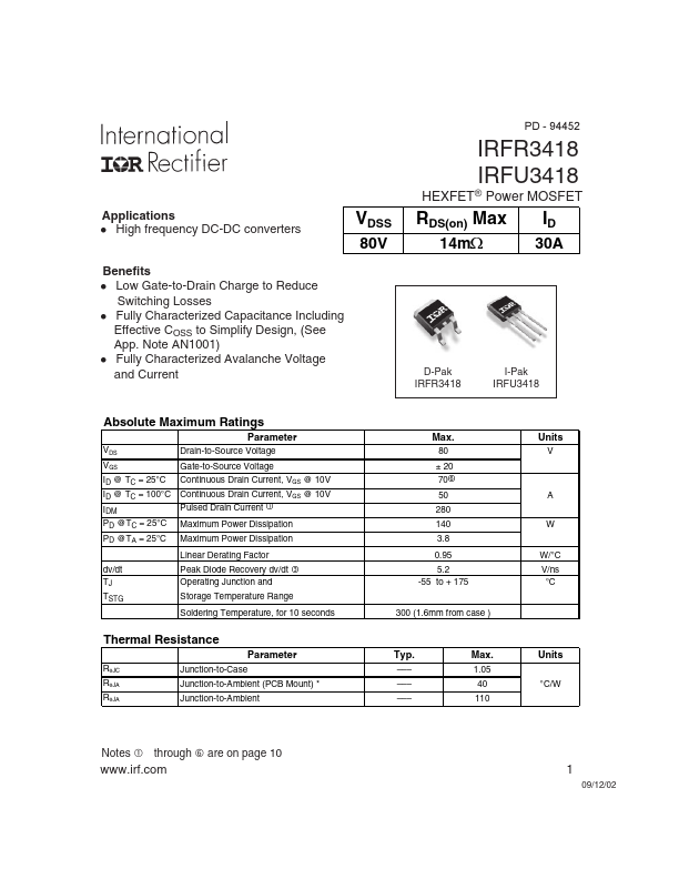 IRFR3418 International Rectifier
