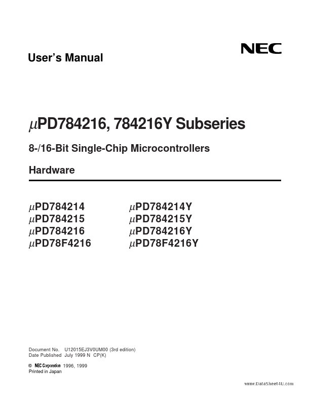 <?=UPD784216Y?> डेटा पत्रक पीडीएफ