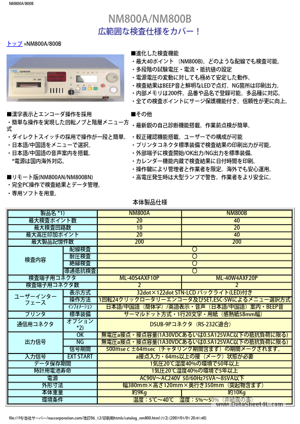 <?=NM800A?> डेटा पत्रक पीडीएफ