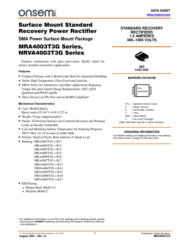 MRA4007T3G ON Semiconductor