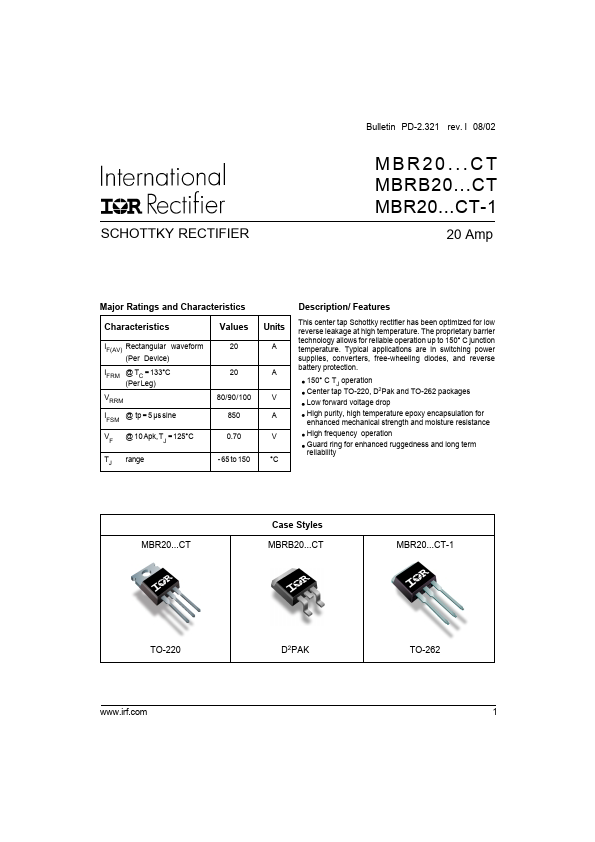 MBR20080CT-1 International Rectifier