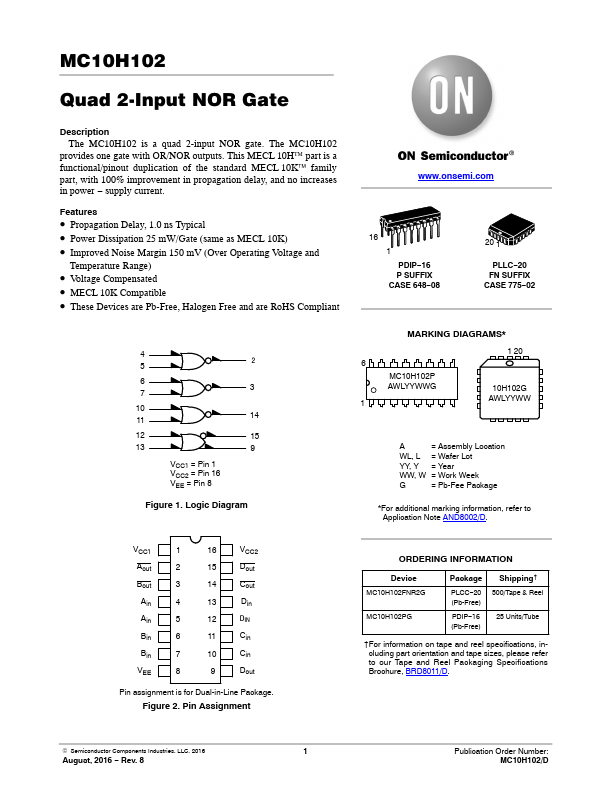 MC10H102 ON Semiconductor