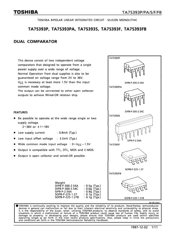 TA75393PA Toshiba Semiconductor