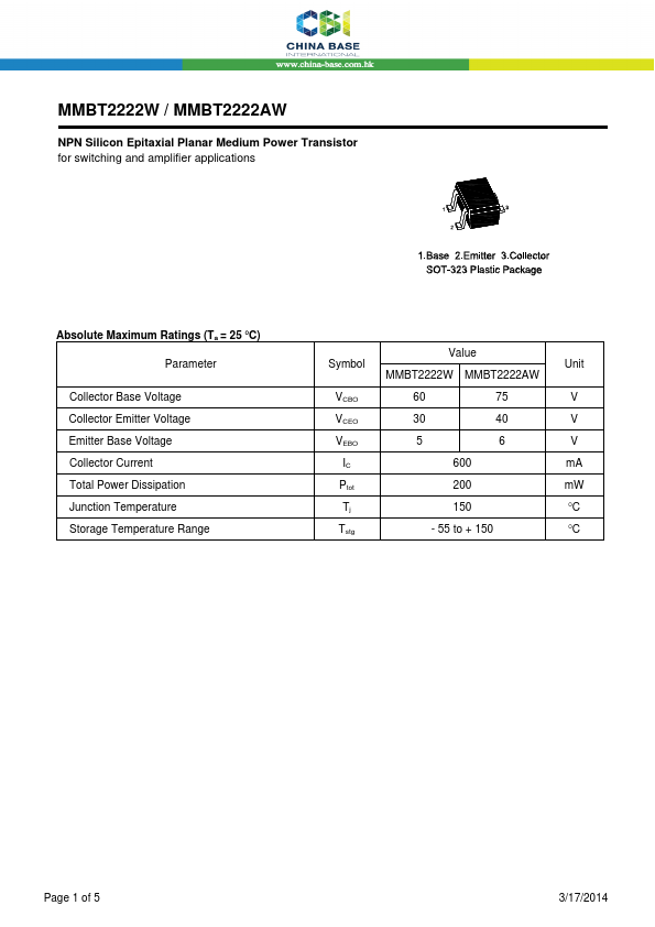 MMBT2222AW CHINA BASE