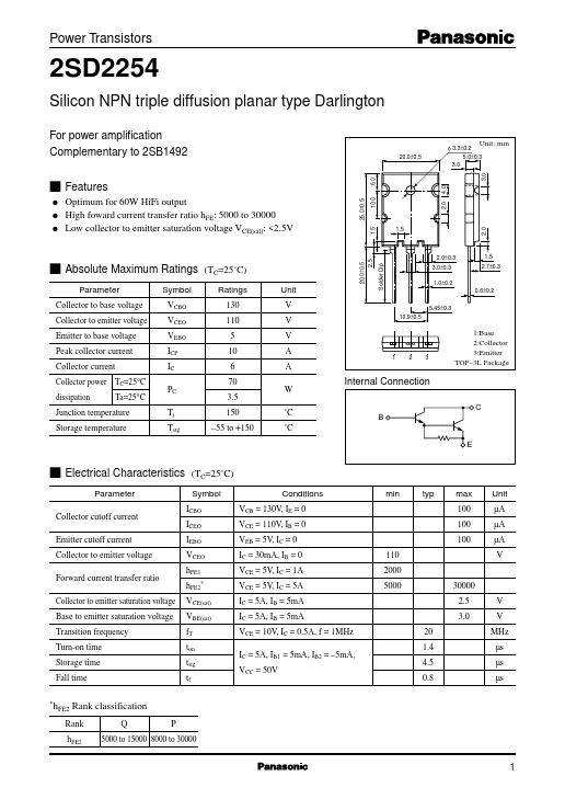 2SD2254 Panasonic Semiconductor