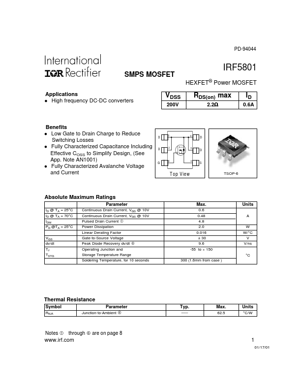 IRF5801 International Rectifier
