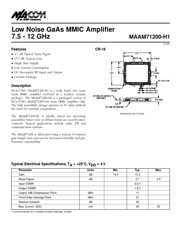 <?=MAAM71200-H1?> डेटा पत्रक पीडीएफ