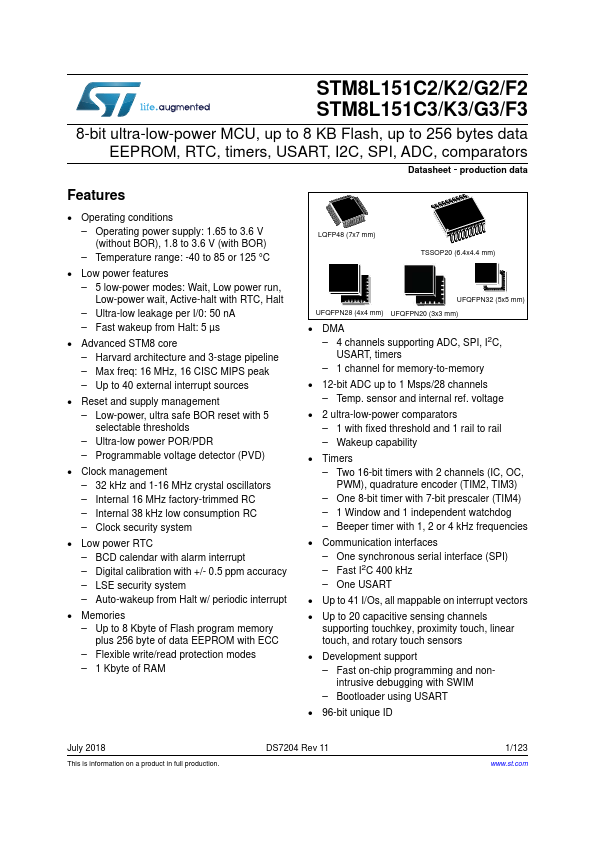 <?=STM8L151F3?> डेटा पत्रक पीडीएफ