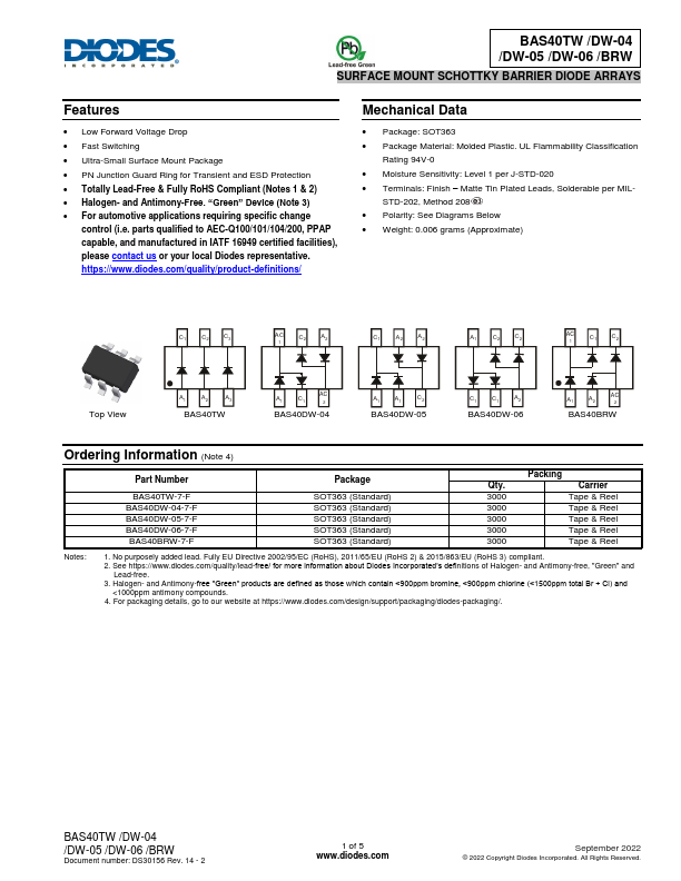 BAS40DW-05 Diodes Incorporated