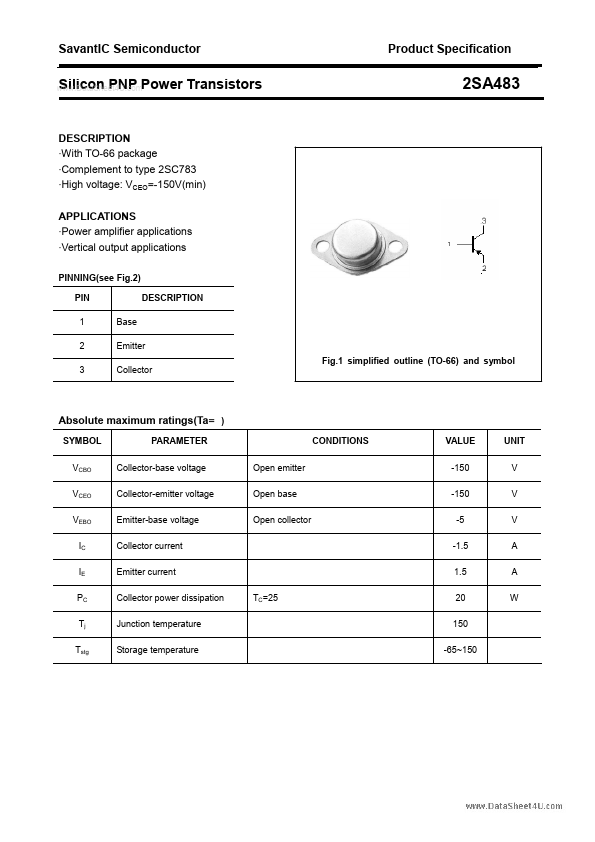 <?=2SA483?> डेटा पत्रक पीडीएफ