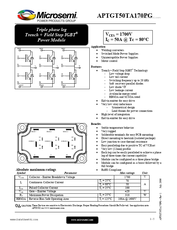 APTGT50TA170PG