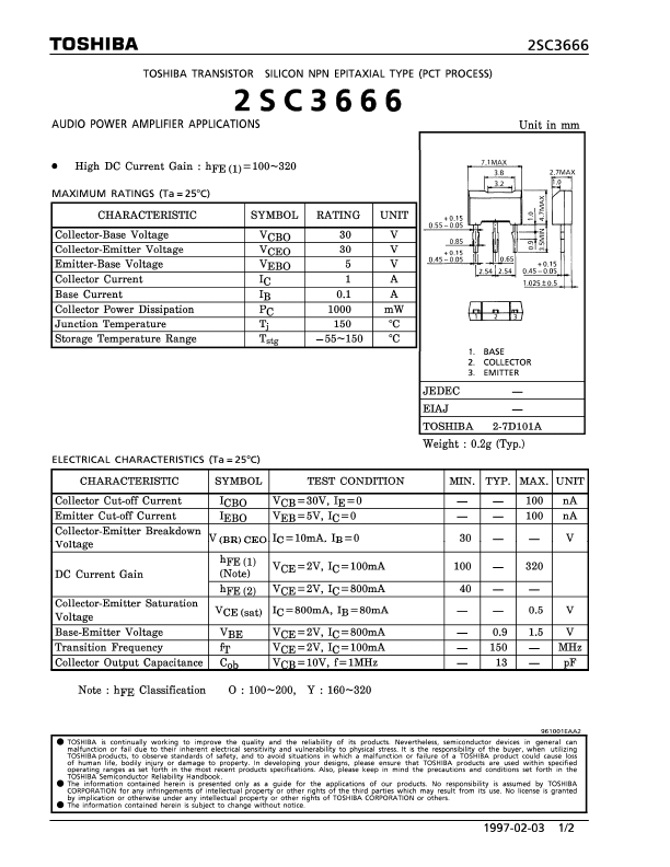 2SC3666 Toshiba Semiconductor