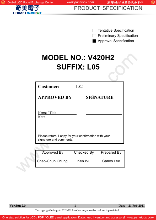 V420H2-L05 CMI MEI