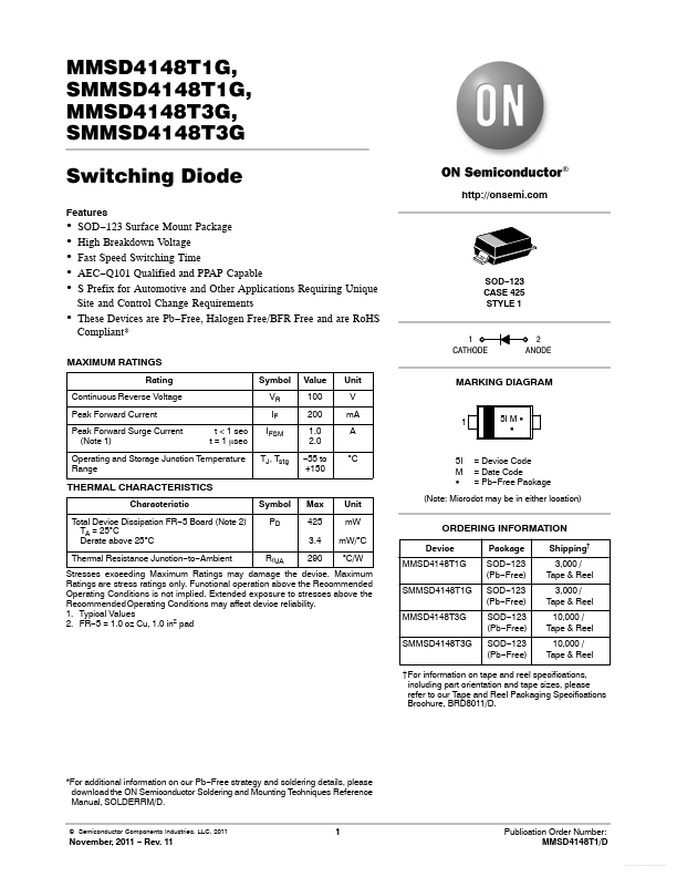 SMMSD4148T3G ON Semiconductor