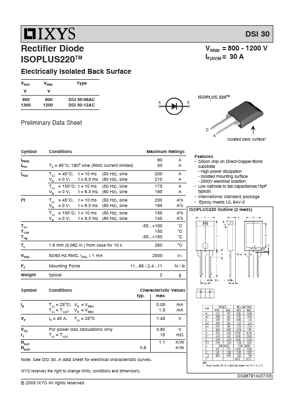 DSI30-08AC IXYS