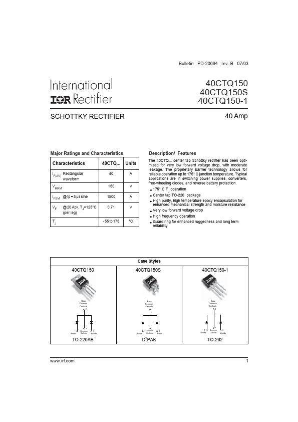 40CTQ150-1 International Rectifier