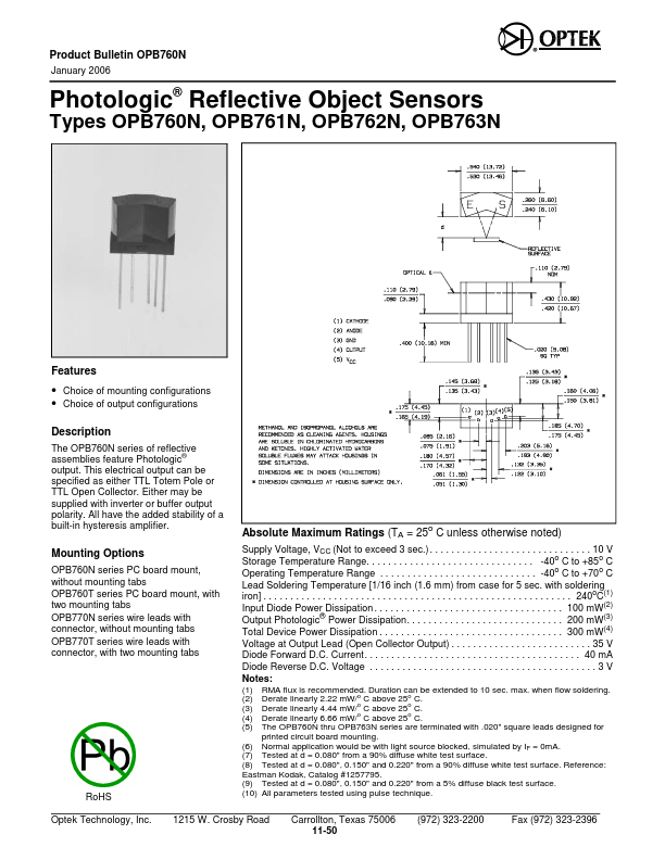 OPB763N OPTEK Technologies