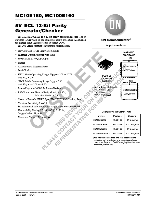 MC10E160 ON Semiconductor