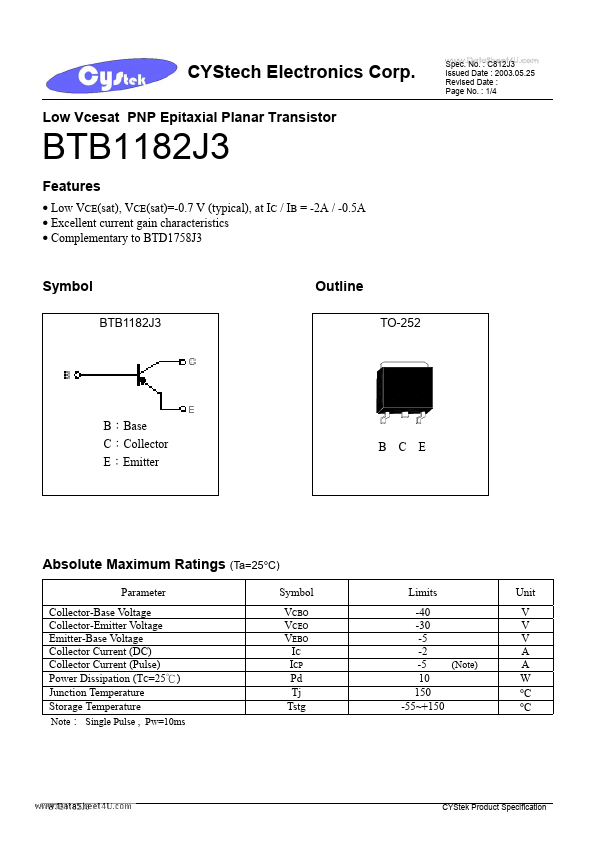 <?=BTB1182J3?> डेटा पत्रक पीडीएफ