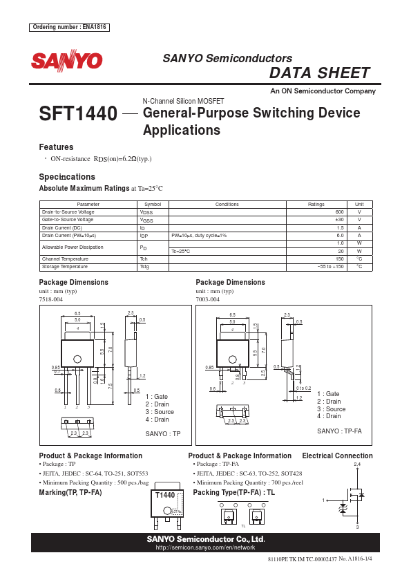 SFT1440 Sanyo Semicon Device