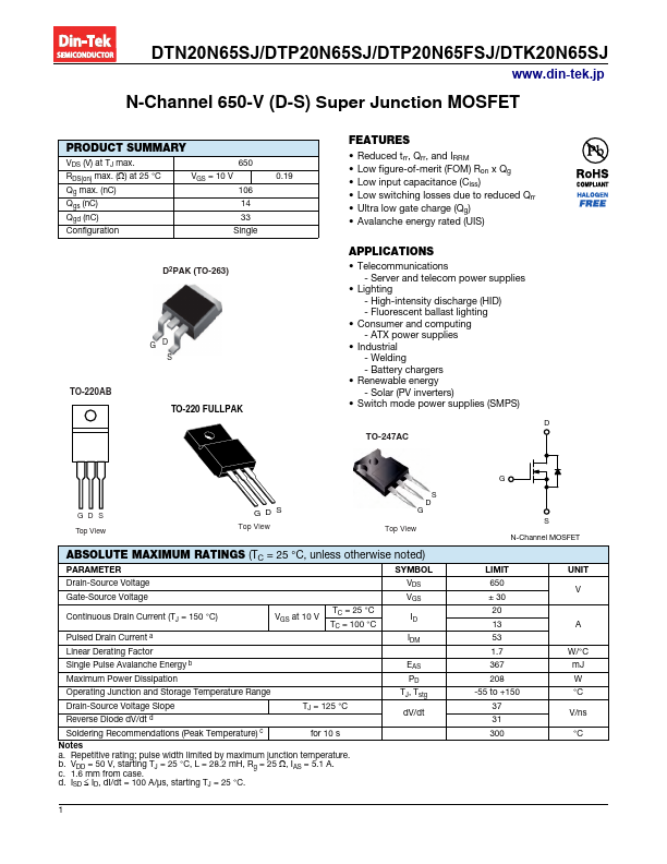 DTP20N65SJ