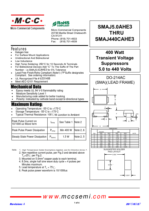 SMAJ220CAHE3