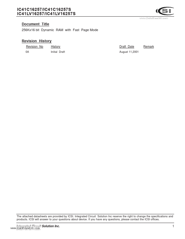 IC41C16257 Integrated Circuit Solution