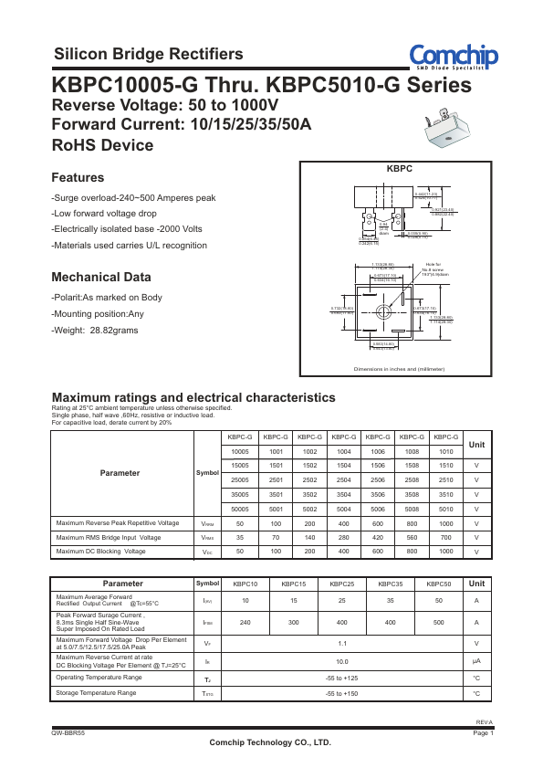 KBPC2501-G Comchip