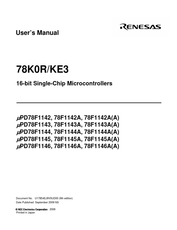 uPD78F1145A Renesas