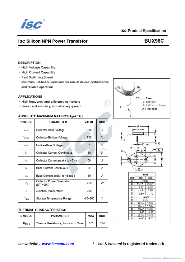 BUX98C Inchange Semiconductor