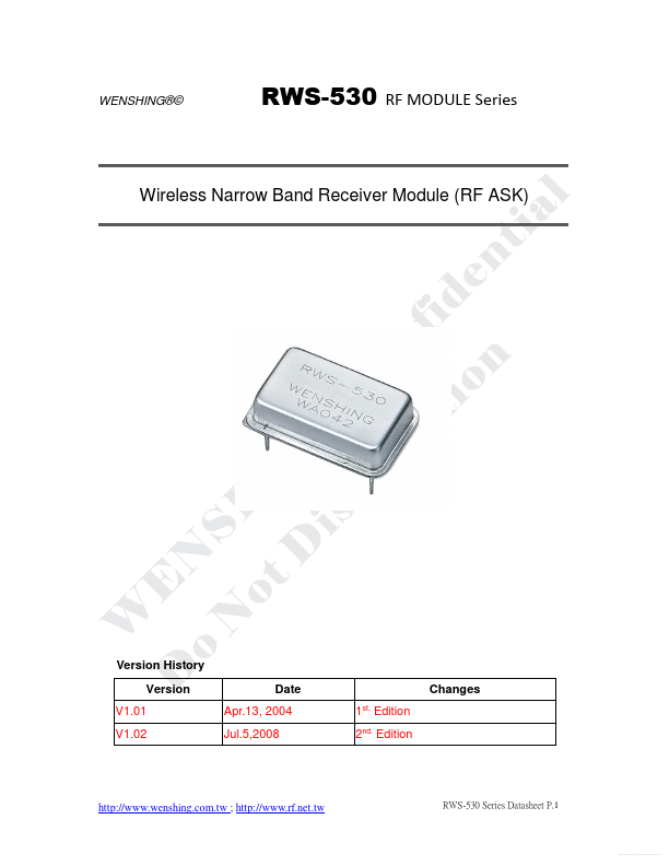 <?=RWS-530?> डेटा पत्रक पीडीएफ