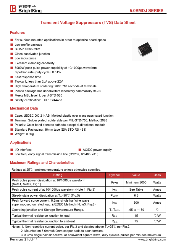 5.0SMDJ120CA Brightking