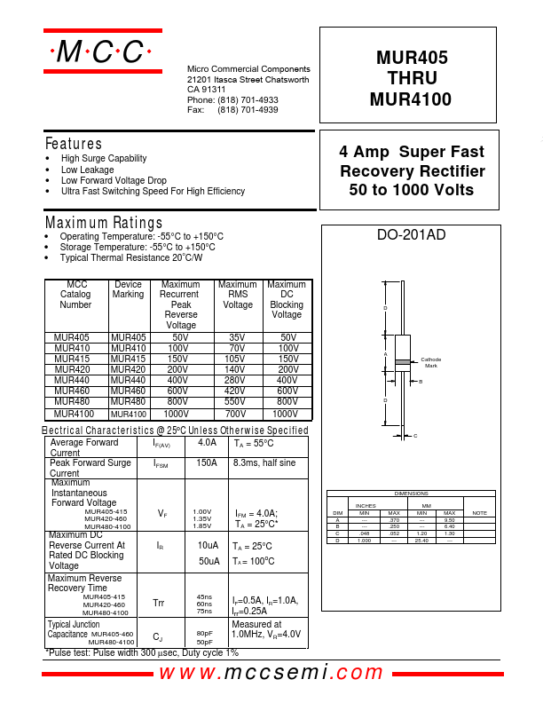 MUR410 Micro Commercial Components