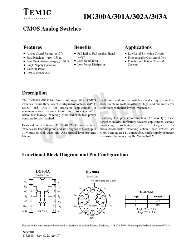 DG300A TEMIC Semiconductors