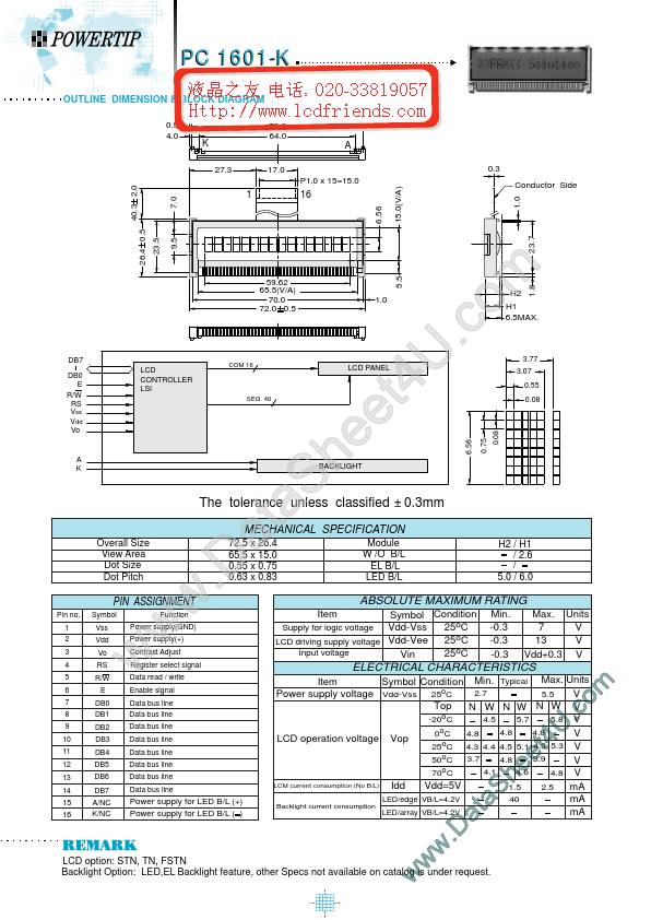 pc1601-k POWERTIP