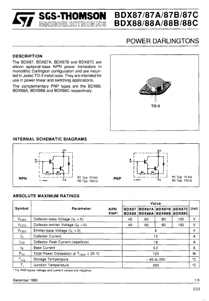 BDX88 STMicroelectronics