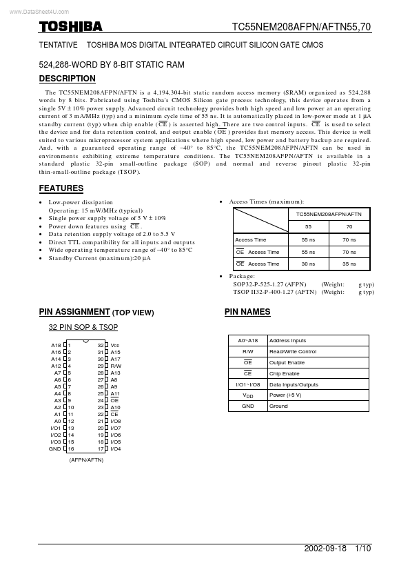 <?=TC55NEM208AFPN?> डेटा पत्रक पीडीएफ