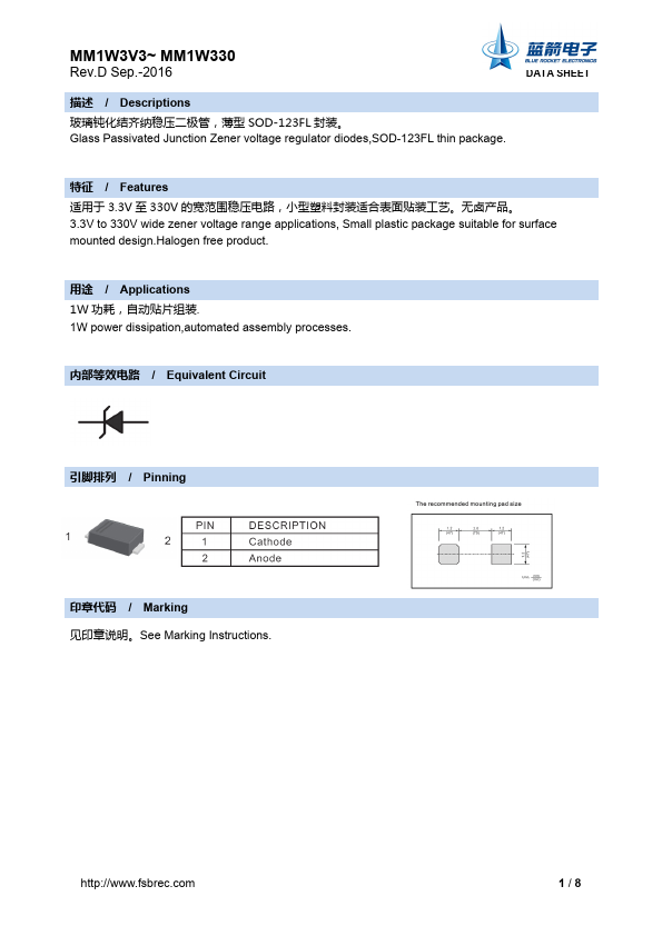 MM1W280 BLUE ROCKET ELECTRONICS