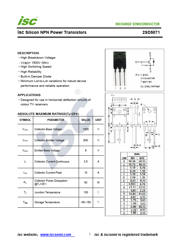 2SD5071 Inchange Semiconductor