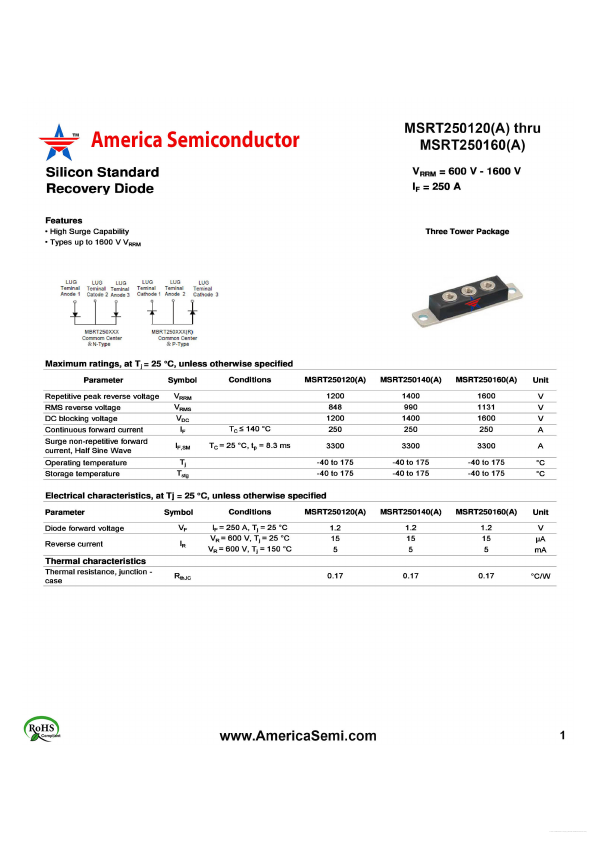 MSRT250160A America Semiconductor