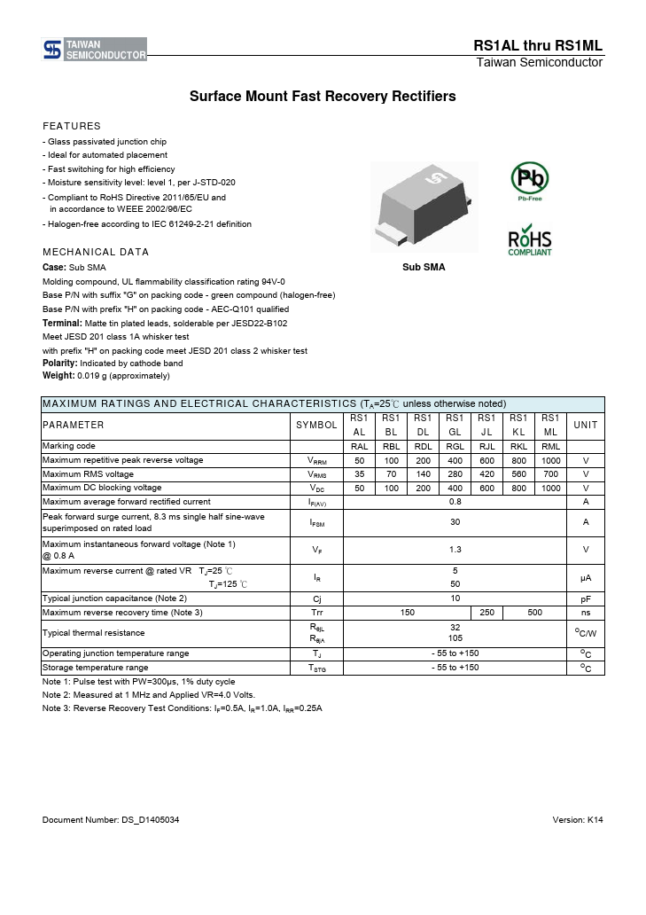 RS1AL Taiwan Semiconductor