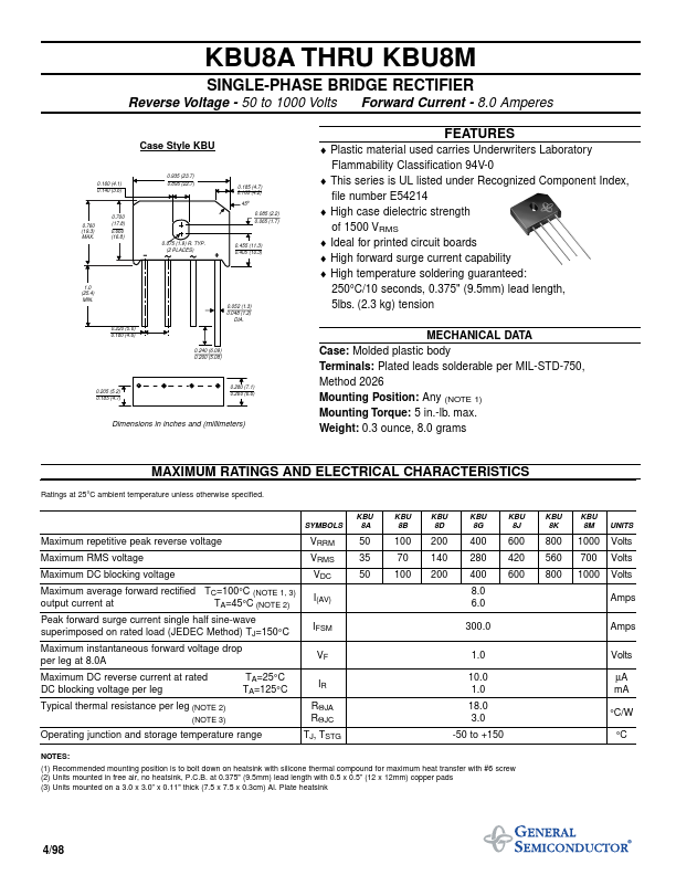 KBU8M General Semiconductor