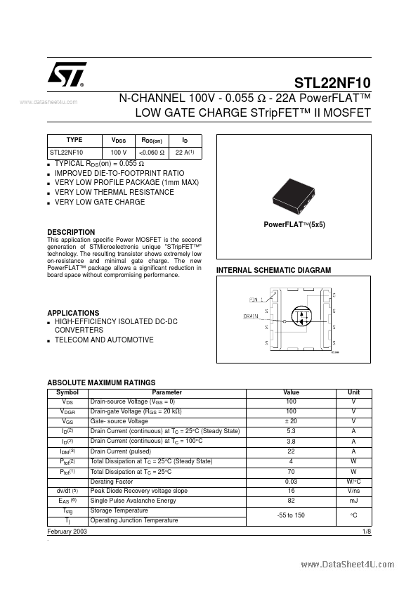 <?=STL22NF10?> डेटा पत्रक पीडीएफ