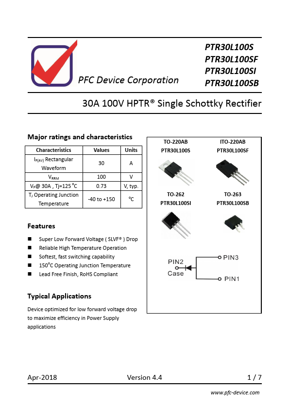 PTR30L100SF PFC Device