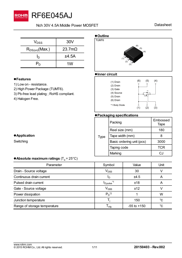 RF6E045AJ Rohm